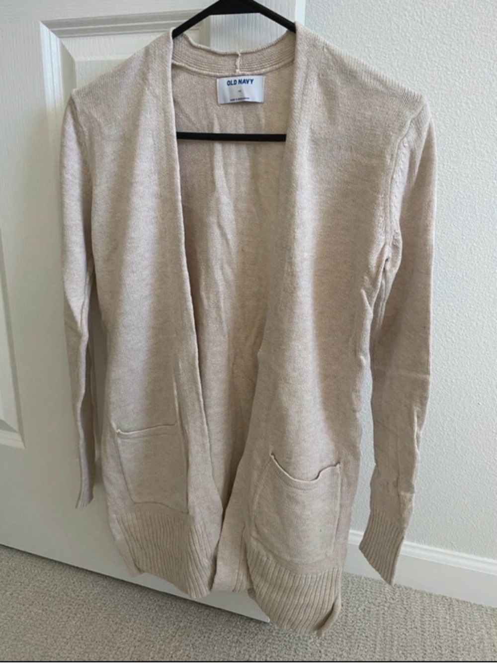 Old Navy Open-Front Cream Longline Pocket Cardigan Sweater XS